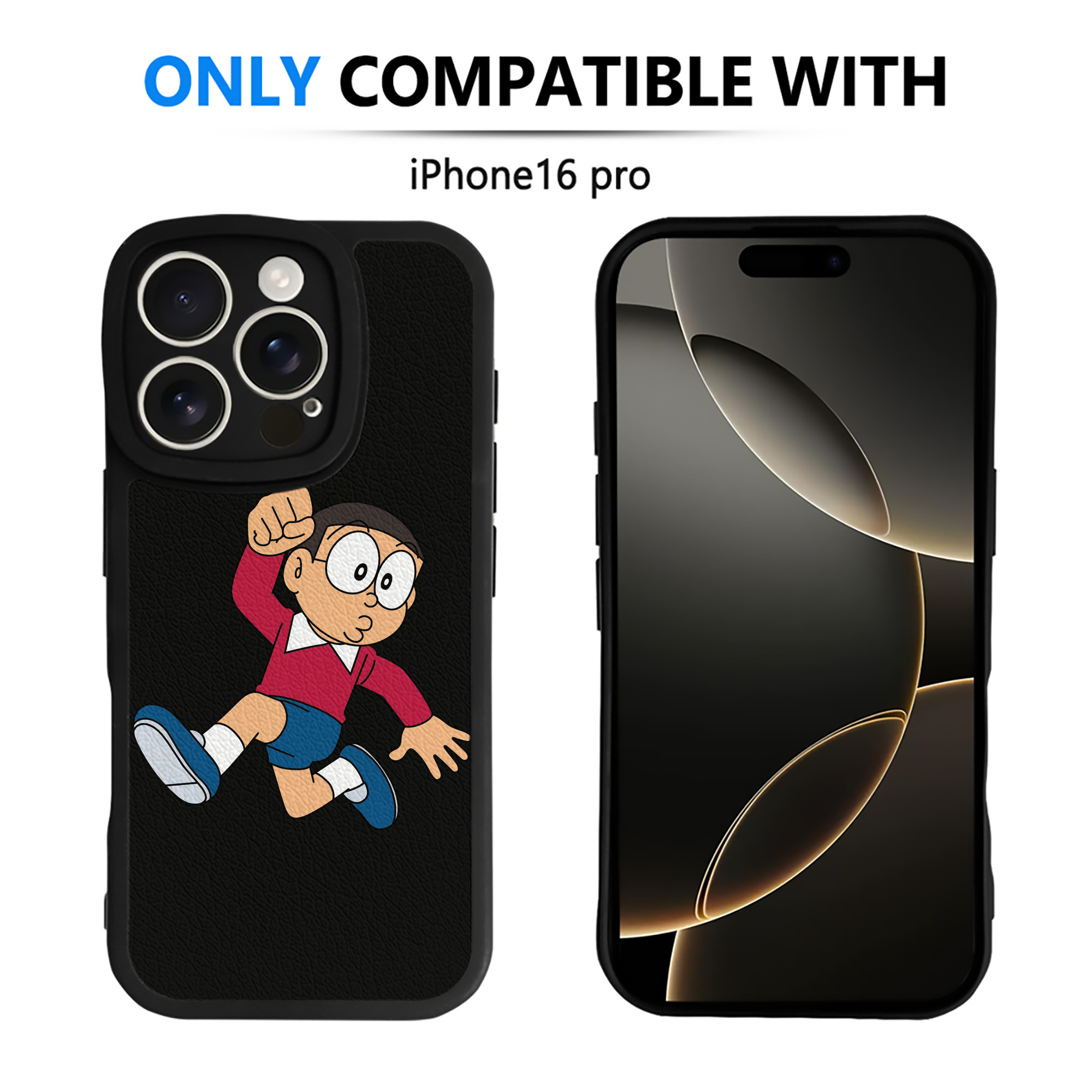 （画像用） ドラえもん 野比 のび太 Doraemon Nobita Nobi 【iPhone 16シリーズ対応】シリコンスマホケース（レザー調） 材質：シリコン